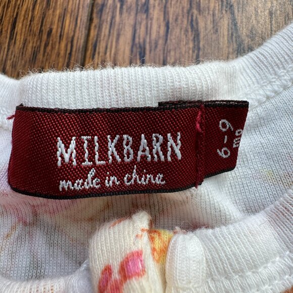 Milkbarn Vintage Floral Organic Cotton Ruffle Zipper Footed Romper 6-9 Months - Picture 2 of 12